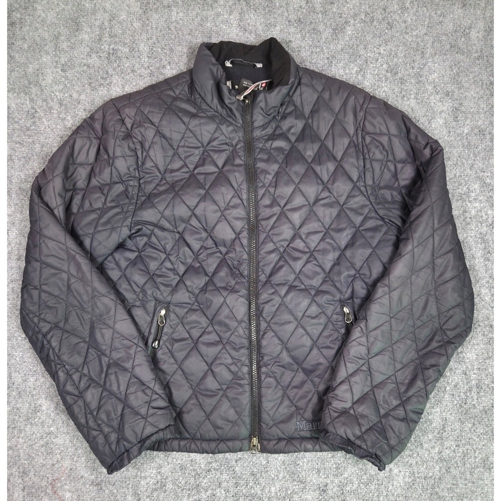 Marmot Quilted Jacket Womens Medium Black‎ Full Zip Diamond Pattern Puffer